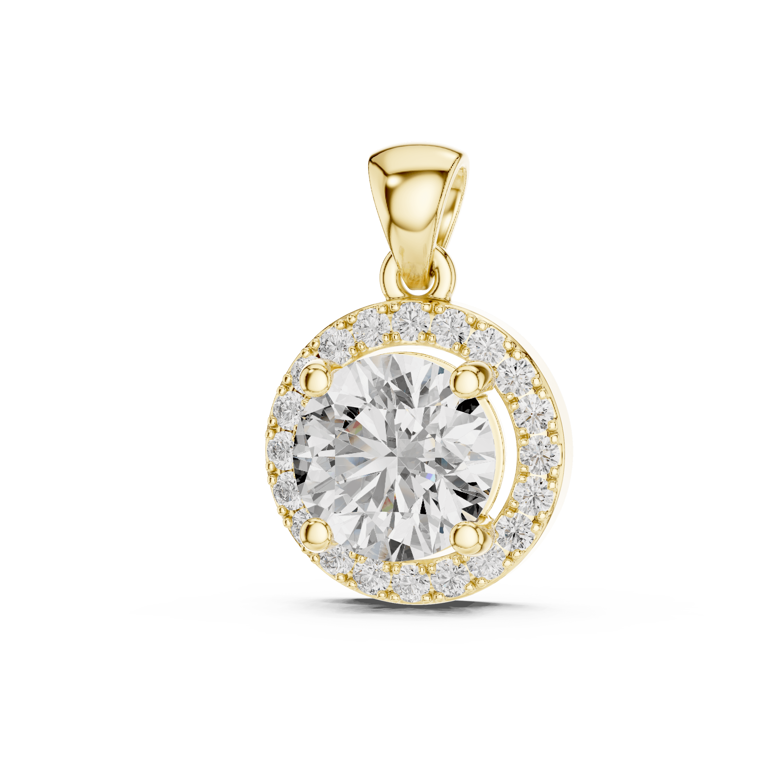 Solitaire Round Pendant with Fire ring