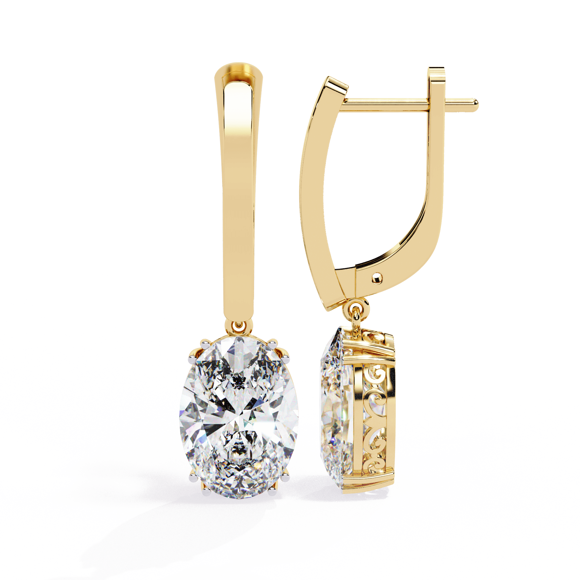 Solitaire oval earring
